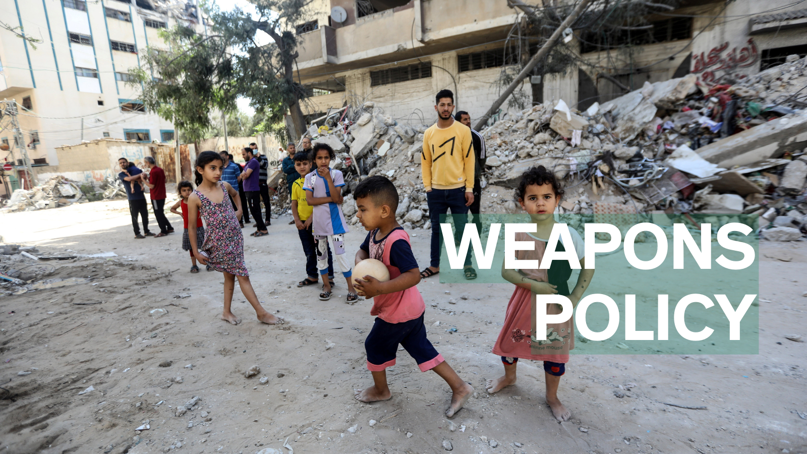 Children playing in the streets of Gaza following the Israeli bombings in May 2021.